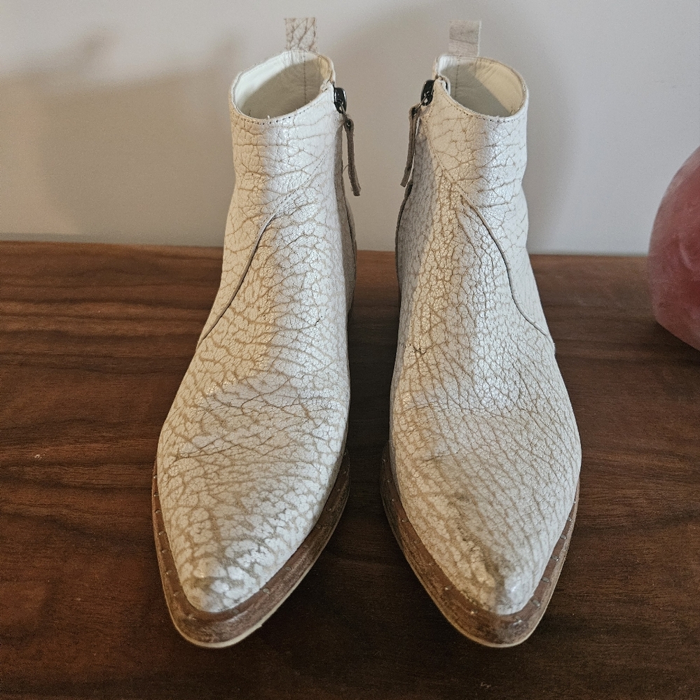 Freda Salvador Textured Cream Ankle Boots